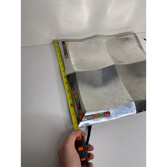 Mikasa Carnival Inlaid Mosaic Silver DPKO 1-835 4 Section Server 14" Square - Picture 4 of 10